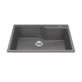 KINDRED MGSM2031-9SGN Granite Series 30.7-in LR x 19.69-in FB x 9.06-in DP Drop In Single Bowl Granite Kitchen Sink In Stone Grey