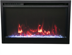 Amantii TRD-33-XS Traditional Xtraslim Smart Electric 33" WiFi Enabled Fireplace, Featuring a Multi Function Remote Control, Multi Flame Speeds and Clear Glass Media