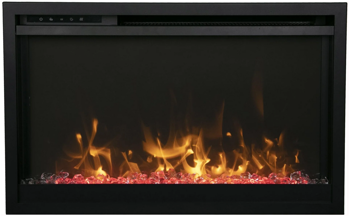 Amantii TRD-30-XS Traditional Xtraslim Smart Electric 30" WiFi Enabled Fireplace, Featuring a Multi Function Remote Control, Multi Flame Speeds and Clear Glass Media
