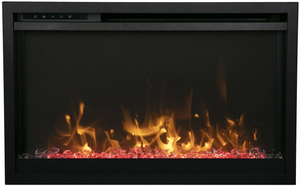 Amantii TRD-26-XS Traditional Xtraslim Smart Electric 26" WiFi Enabled Fireplace, Featuring a Multi Function Remote Control, Multi Flame Speeds and Clear Glass Media