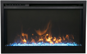 Amantii TRD-33-XS Traditional Xtraslim Smart Electric 33" WiFi Enabled Fireplace, Featuring a Multi Function Remote Control, Multi Flame Speeds and Clear Glass Media