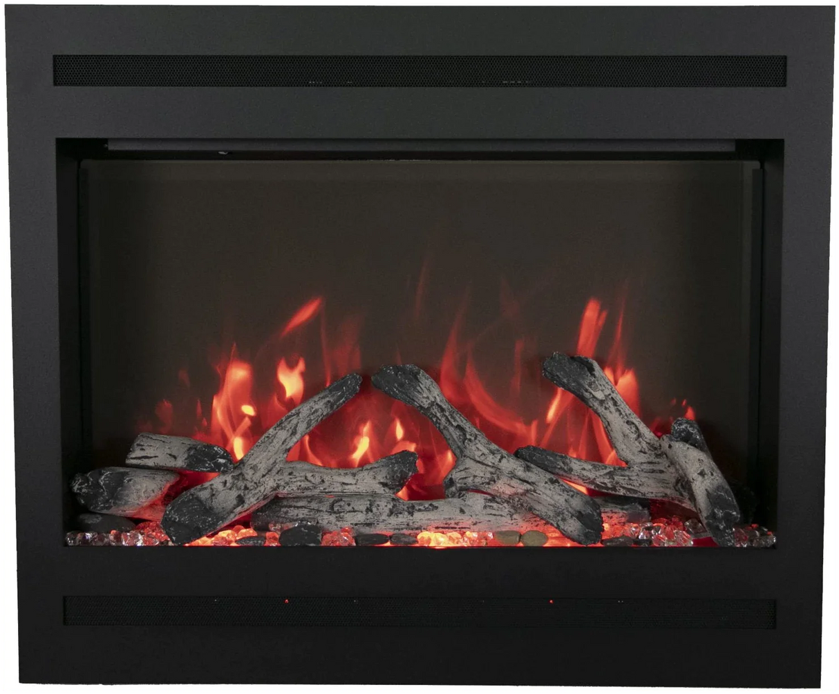 Amantii ZECL-31-3228-STL 31" Zero Clearance Electric Fireplace with a 6 Piece Log Set Included