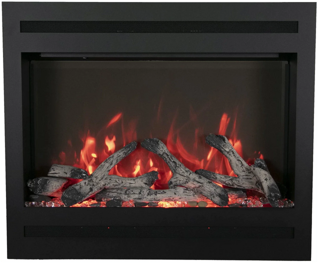Amantii ZECL-31-3228-STL 31" Zero Clearance Electric Fireplace with a 6 Piece Log Set Included