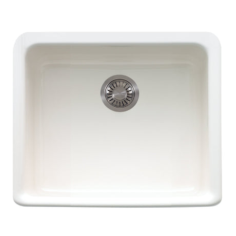 FRANKE MHK110-20WH Manor House 19.5-in. x 16.0-in. White Apron Front Single Bowl Fireclay Kitchen Sink - MHK110-20WH In White