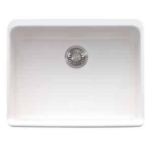 FRANKE MHK110-24WH Manor House 23.62-in. x 19.88-in. White Apron Front Single Bowl Fireclay Kitchen Sink - MHK110-24WH In White