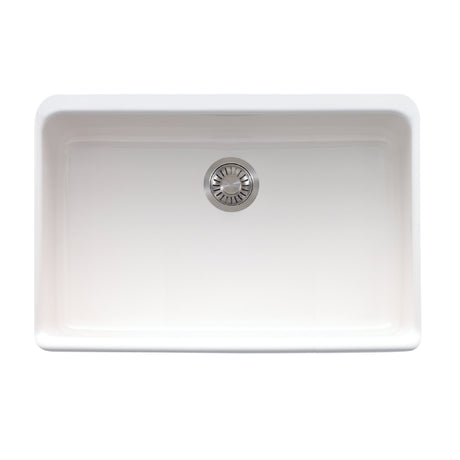 FRANKE MHK110-28WH Manor House 27.12-in. x 19.88-in. White Apron Front Single Bowl Fireclay Kitchen Sink - MHK110-28WH In White