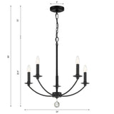 Mila 5 Light Black Chandelier MIL-8005-BK