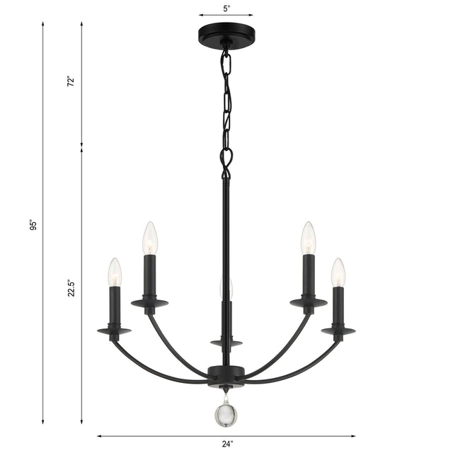 Mila 5 Light Black Chandelier MIL-8005-BK