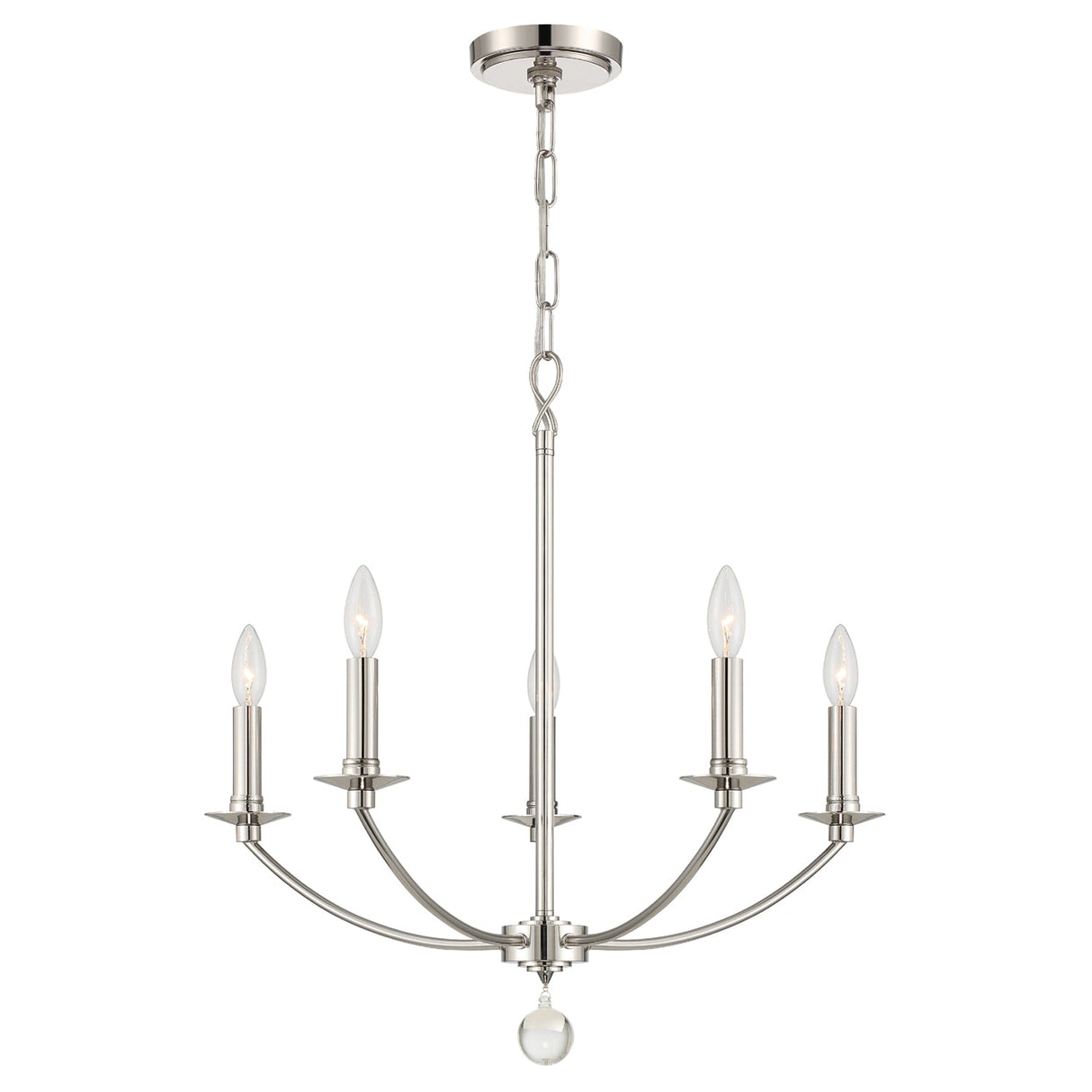 Mila 5 Light Polished Nickel Chandelier MIL-8005-PN