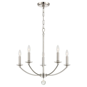 Mila 5 Light Polished Nickel Chandelier MIL-8005-PN