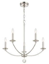 Mila 5 Light Polished Nickel Chandelier MIL-8005-PN