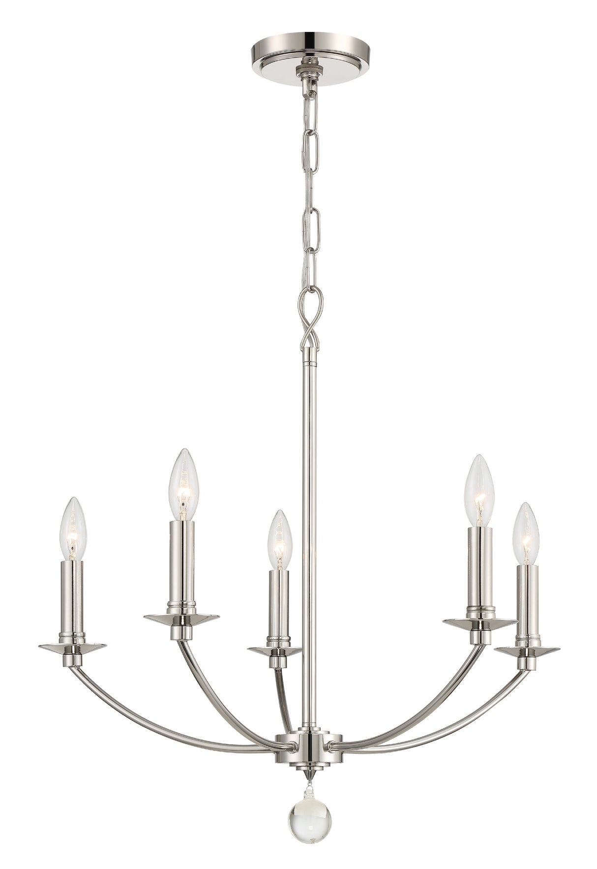 Mila 5 Light Polished Nickel Chandelier MIL-8005-PN