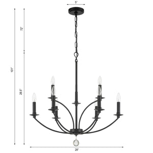 Mila 9 Light Black Chandelier MIL-8009-BK