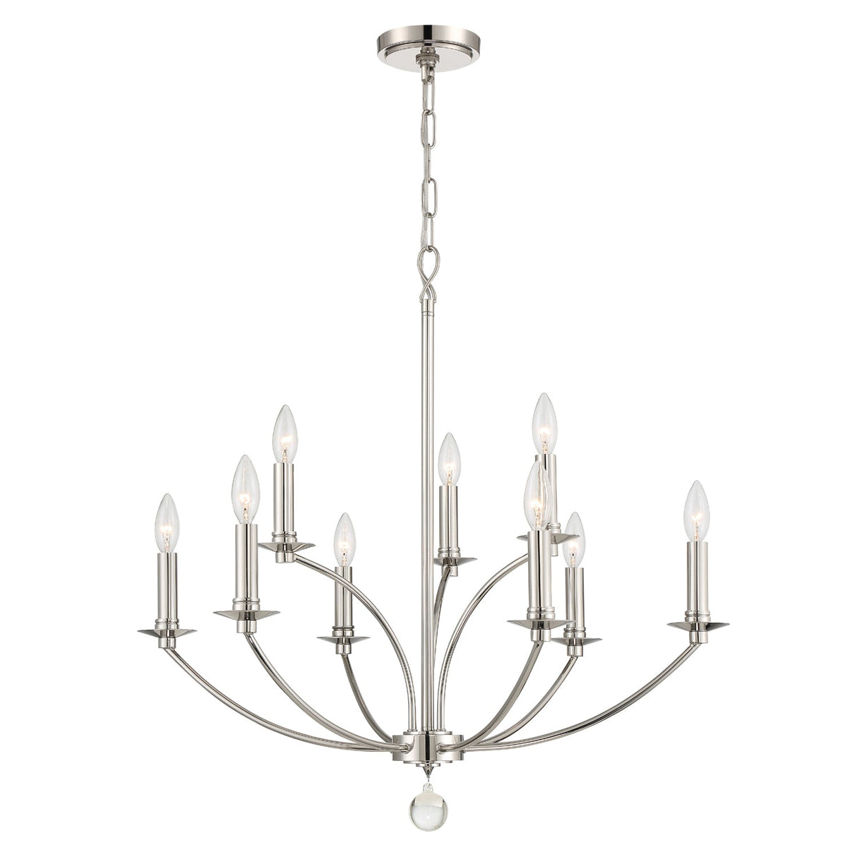 Mila 9 Light Polished Nickel Chandelier MIL-8009-PN