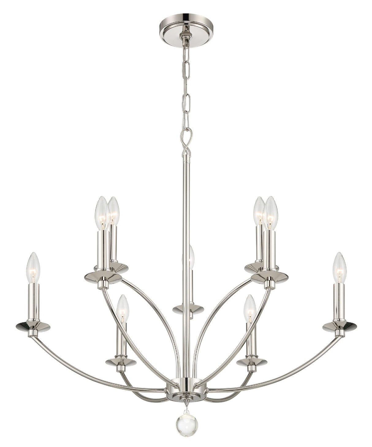 Mila 9 Light Polished Nickel Chandelier MIL-8009-PN