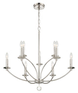 Mila 9 Light Polished Nickel Chandelier MIL-8009-PN