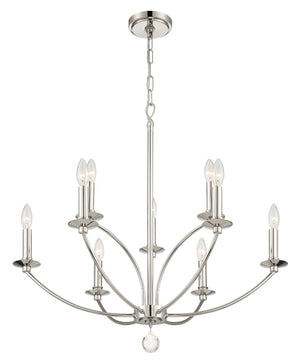 Mila 9 Light Polished Nickel Chandelier MIL-8009-PN