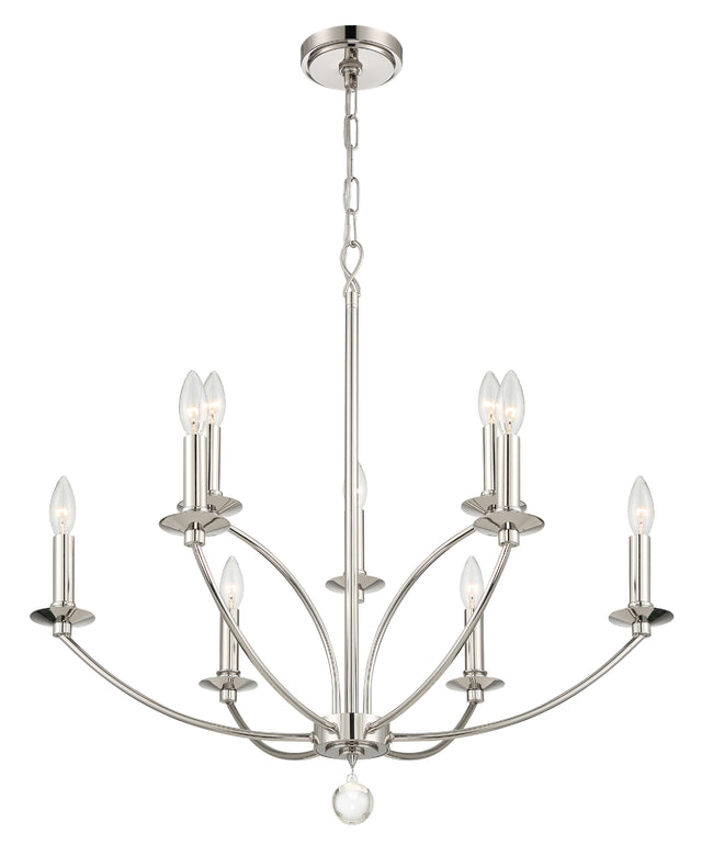 Mila 9 Light Polished Nickel Chandelier MIL-8009-PN