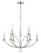 Mila 9 Light Polished Nickel Chandelier MIL-8009-PN