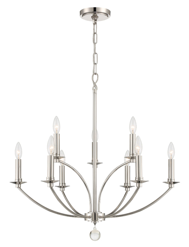 Mila 9 Light Polished Nickel Chandelier MIL-8009-PN