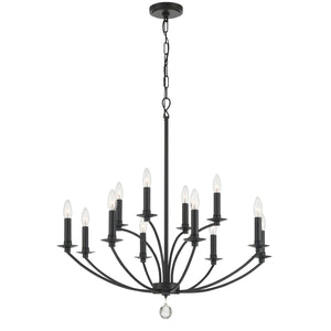 Mila 12 Light Black Chandelier MIL-8012-BK