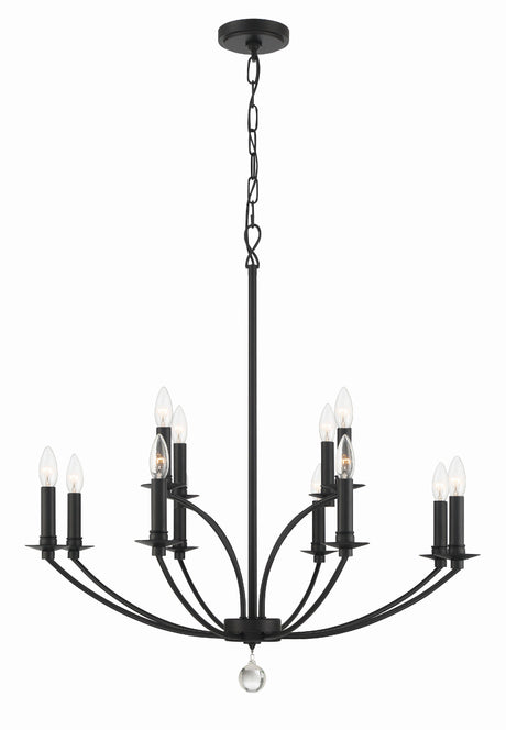 Mila 12 Light Black Chandelier MIL-8012-BK