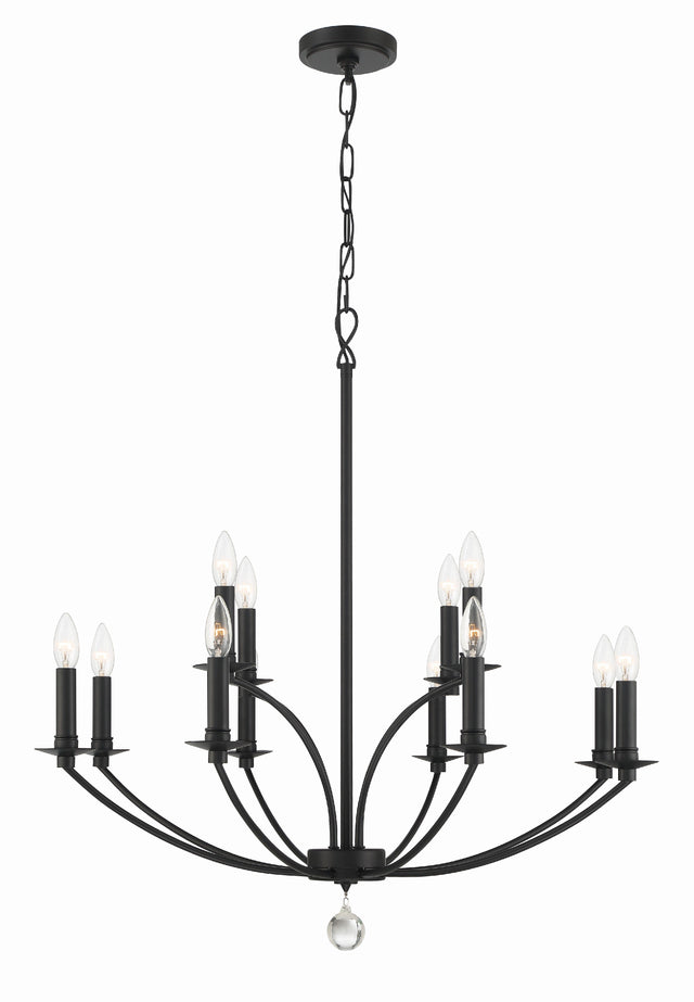 Mila 12 Light Black Chandelier MIL-8012-BK