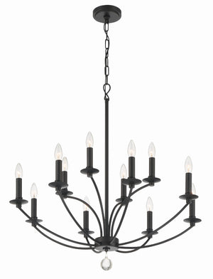 Mila 12 Light Black Chandelier MIL-8012-BK