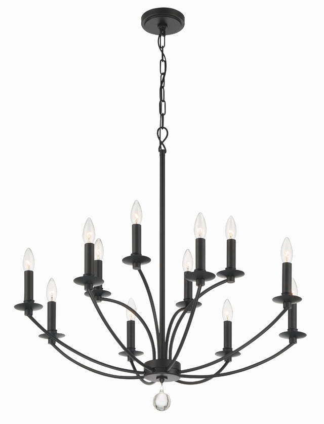 Mila 12 Light Black Chandelier MIL-8012-BK