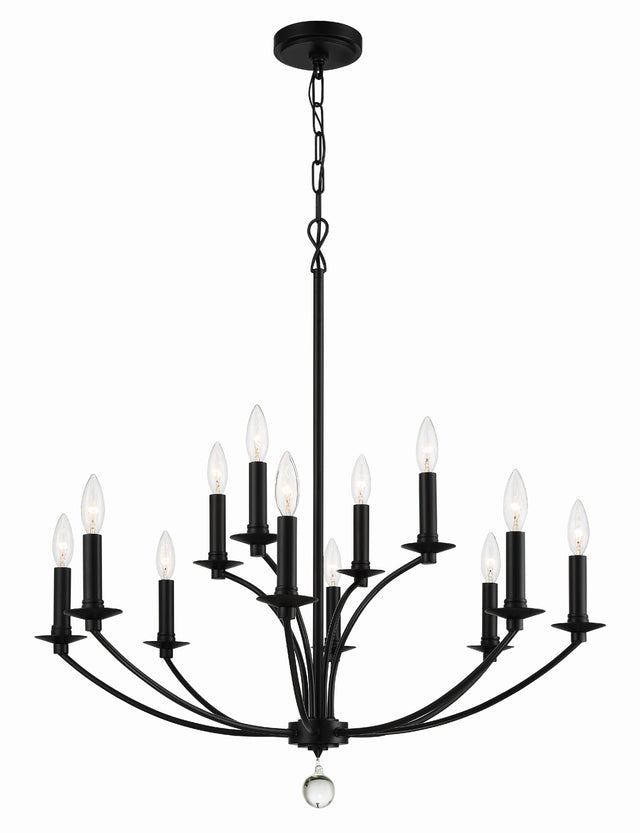 Mila 12 Light Black Chandelier MIL-8012-BK