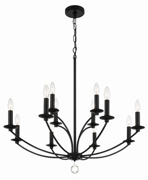 Mila 12 Light Black Chandelier MIL-8012-BK