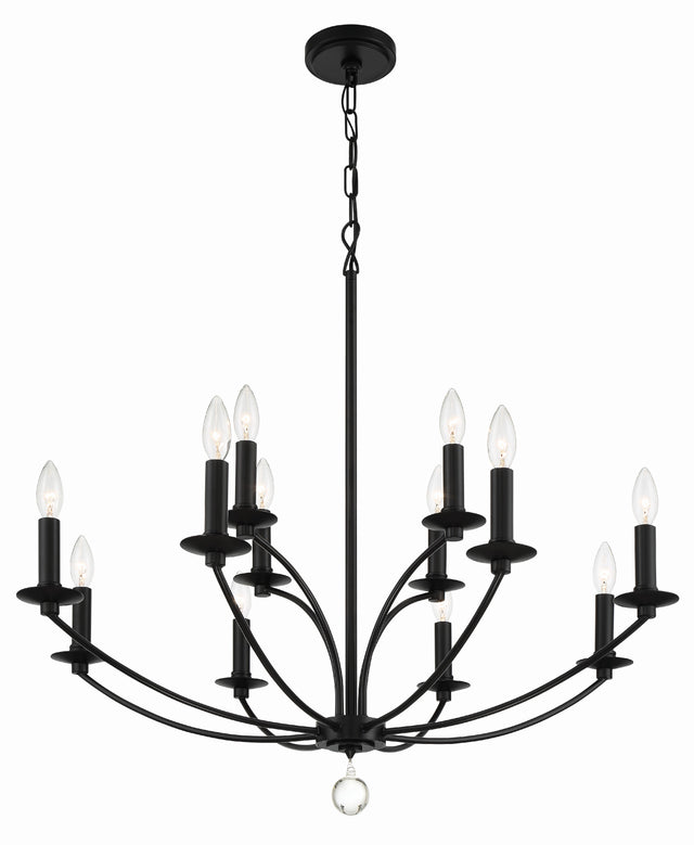 Mila 12 Light Black Chandelier MIL-8012-BK