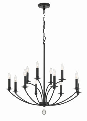 Mila 12 Light Black Chandelier MIL-8012-BK