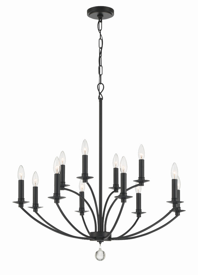 Mila 12 Light Black Chandelier MIL-8012-BK