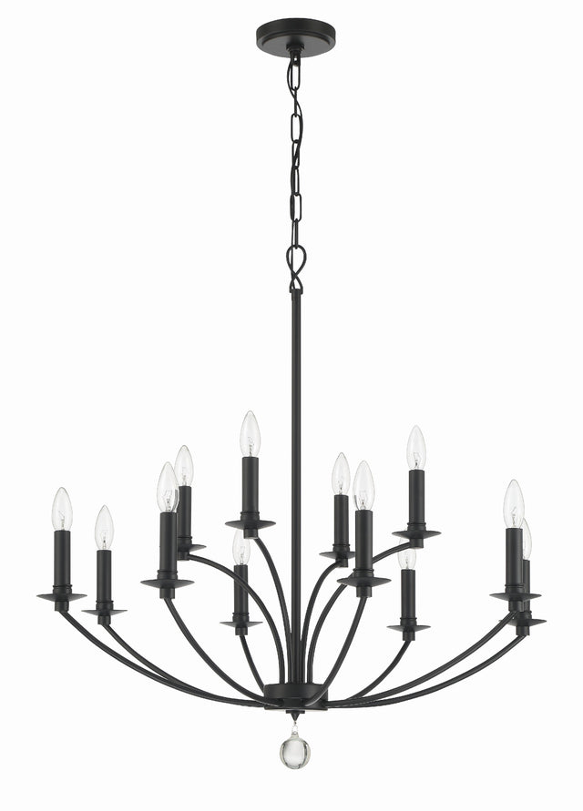 Mila 12 Light Black Chandelier MIL-8012-BK