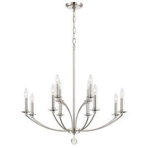 Mila 12 Light Polished Nickel Chandelier MIL-8012-PN
