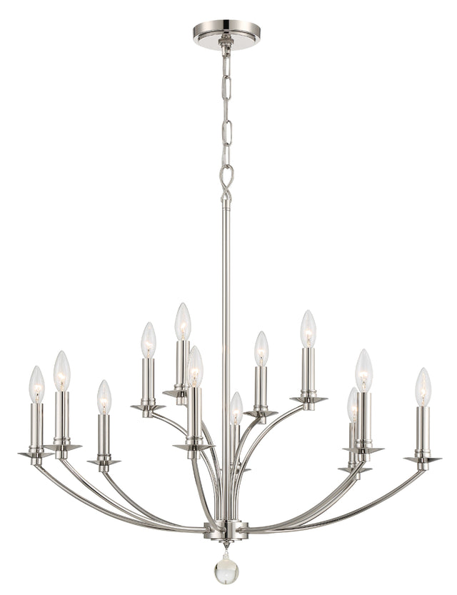 Mila 12 Light Polished Nickel Chandelier MIL-8012-PN