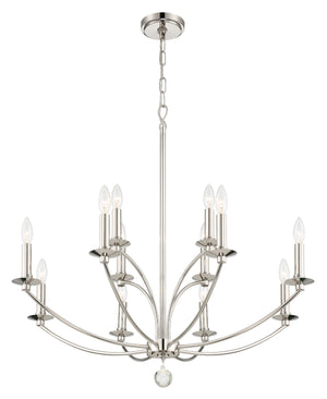 Mila 12 Light Polished Nickel Chandelier MIL-8012-PN