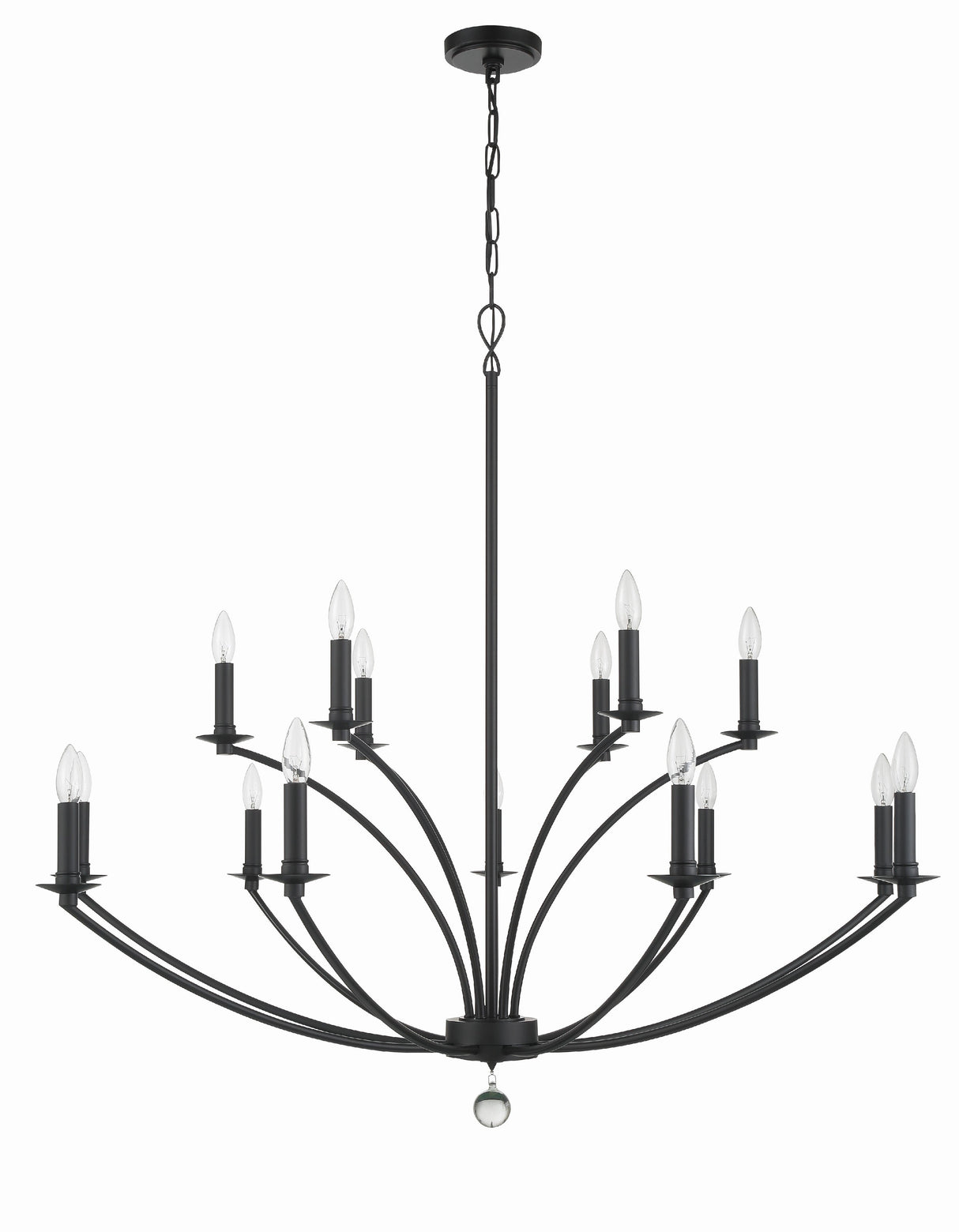 Mila 15 Light Black Chandelier MIL-8015-BK