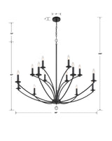 Mila 15 Light Black Chandelier MIL-8015-BK