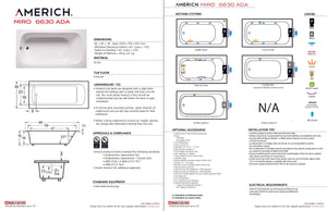 Americh MI6630ADATA5-BI Miro 6630 ADA - Tub Only / Airbath 5 - Biscuit