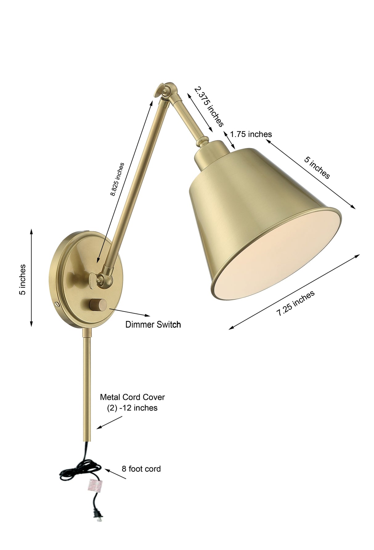 Mitchell 1 Light Aged Brass Task Sconce MIT-A8020-AG