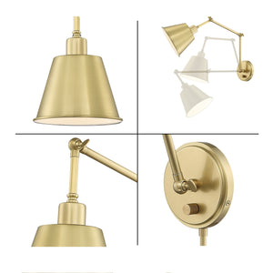 Mitchell 1 Light Aged Brass Task Sconce MIT-A8021-AG