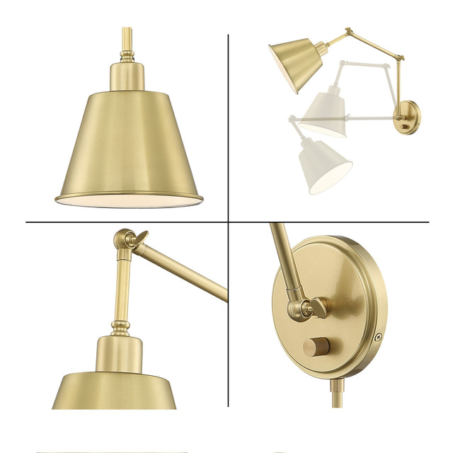 Mitchell 1 Light Aged Brass Task Sconce MIT-A8021-AG
