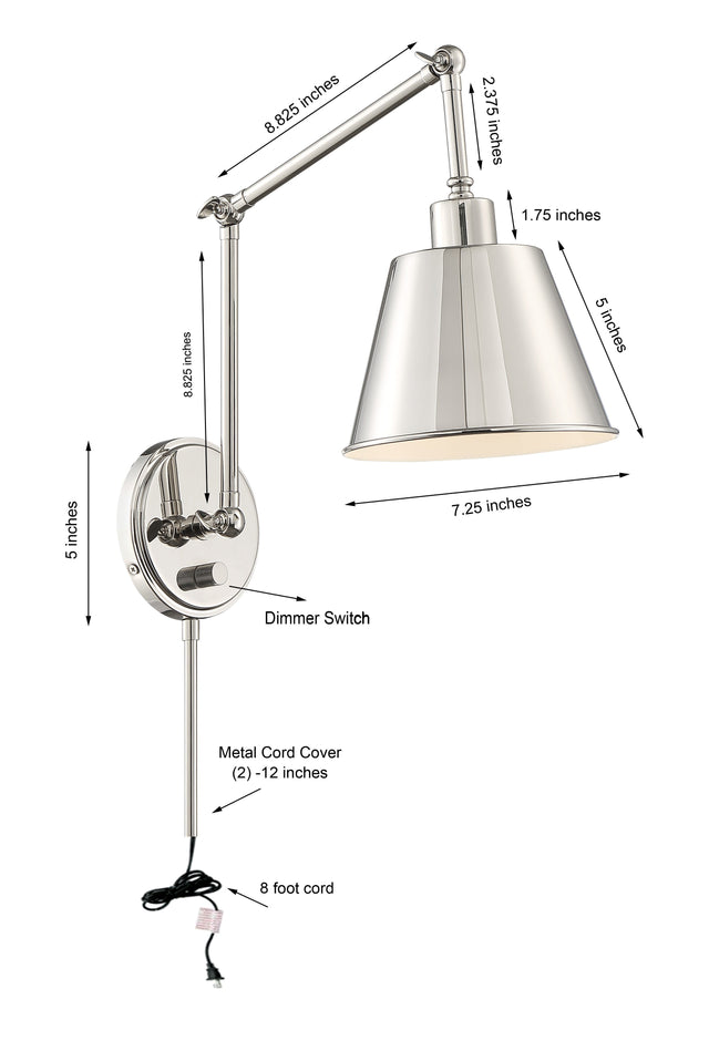 Mitchell 1 Light Aged Brass Task Sconce MIT-A8021-AG