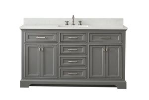 Milano 60" Single Sink Vanity with White Quartz Top