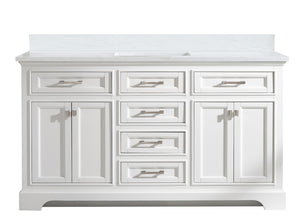Milano 60" Single Sink Vanity with White Quartz Top