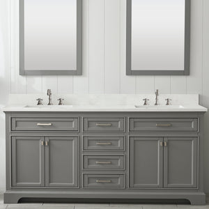 Milano 72" Double Sink Vanity with White Quartz Top
