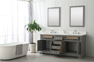 Milano 72" Double Sink Vanity with White Quartz Top