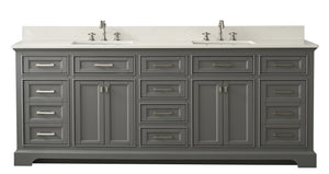 Milano 84" Double Sink Vanity with White Quartz Top